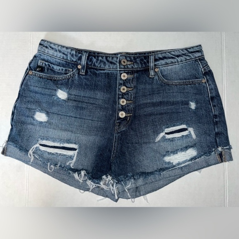 KanCan Button Fly High Rise Jean Shorts Womens Size 11/29 Frayed Cut Offs